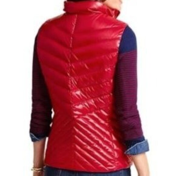 Talbots Puffer Quilted Down Vest Glossy Red Medium Like New - Picture 2 of 10